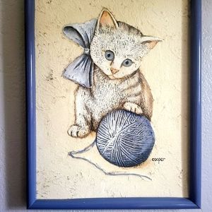 Certified Artistic Impressions Canvas Oil Painting Kitten withYarn artist Cooper